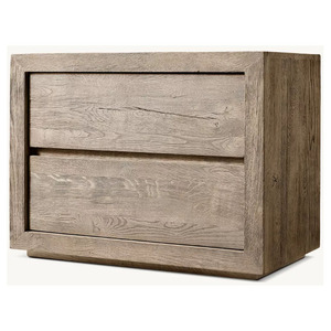 Mesa de Noche Cerrada de Roble Reciclado DRIFTED rh FURNITURE, Mueble de Dormitorio Moderno y de Lujo con Cajón - Product Image 1