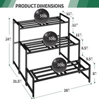 Support de plantes de jardin à 3 niveaux en métal avec revêtement en poudre, design moderne, support de plantes d'intérieur/extérieur avec design moderne
