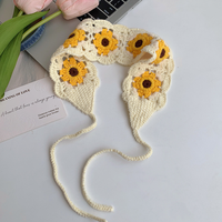 Ikat Rambut Bunga Modis Aksesori Lucu Wanita Ikat Rambut Rajut Bunga Crochet Harian 16*5Cm Aksesori Hiasan Rambut