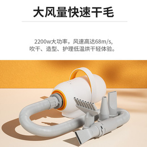 เครื่องเป่าขนสัตว์เลี้ยง 2200W 68ม./วินาที ความเร็วลมสูง พร้อมฟังก์ชั่นดูดฝุ่น สำหรับกรูมมิ่งสุนัขและแมว - Product Image 1