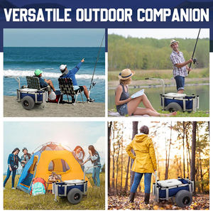 Chariot de camping pliable robuste avec roues à ballon et logo personnalisé, chariot de plage, chariot de pêche avec grandes roues pour le sable - Product Image 6