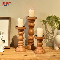 Ensemble de 3 bougeoirs en bois, bougeoirs colonnes, décorations, billets, style homestay, accessoires de photographie, fabriqué en Chine