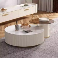 Vente en gros Table de centre basse moderne en acier inoxydable Buffets Table basse en marbre Tables de centre en marbre blanc avec tiroir