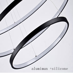 โคมไฟระย้าอะคริลิควงกลม LED อลูมิเนียมสไตล์วินเทจทันสมัยพร้อมโคมระย้า3วงสำหรับห้องนอนห้องนั่งเล่นใช้ในร่ม - Product Image 6