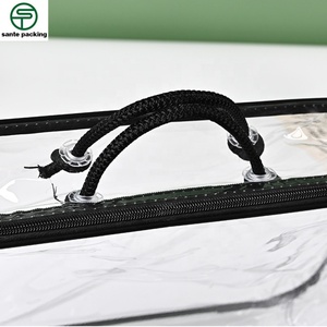 PVC Stand up Cosmetic Bag Travel Wash Bag Custom Logo Zipper Waterproof Makeup Pouches for Lotion and Face Mask - Product Image 2