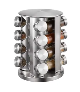 16 Jars Countertop Free-standing Vertical Rotatable Revolving Rotating Kitchen Organization and Storage Spice Rack