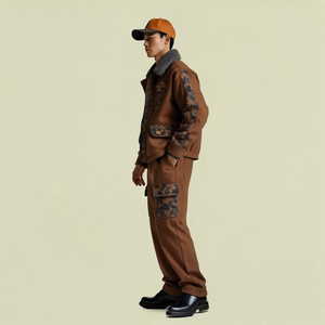 Veste en polyester/coton pour homme, isolée et chaude, bombardier aviateur d'hiver, ensemble de style décontracté à motif de lettres brodées - Product Image 4