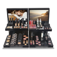 Luxueux Rouge À Lèvres Cosmétique Présentoir Armoire Comptoir Noir Acrylique Fard À Paupières Maquillage Titulaire Avec Impression Logo