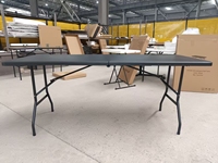 Table Pliante d'Extérieur avec Pieds en Acier Inoxydable et Plateau en Polyéthylène Haute Densité (HDPE), 240/180 cm de Long