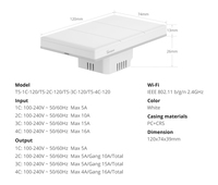 SONOFF T5-4C-120 4CH Wi-Fi Smart Switch 120 Type Panneau mural tactile fonctionne avec EWeLink Alexa Google Siri Alice