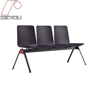 Foshan Vente en gros Coque en plastique noir 3 places Chaise rangée
