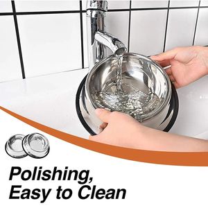 स्टेनलेस स्टील कुत्ते कटोरा बिल्ली पकवान/पालतू दूध पिलाने की कटोरा गोल आकार स्टेनलेस स्टील कुत्ते को खिला कटोरा - Product Image 5