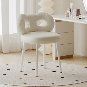 Sillón tapizado moderno con patas bjflamingo Silla <span class=keywords><strong>de</strong></span> maquillaje con soporte <span class=keywords><strong>de</strong></span> hierro blanco - Product Image 4