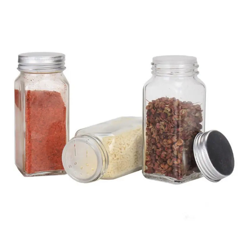 100ml square glass spice bottles with pour and shaker lids bottle shakers with storage herb & spice tools