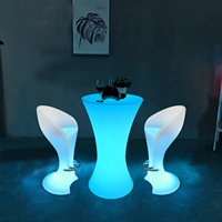 Mange-Debout Lumineux LED Multicolore - Table de Bar Cocktail Ronde à LED
