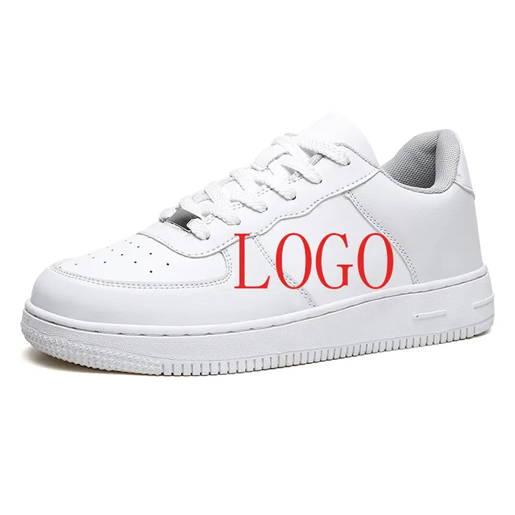 Fashion Breathable Black White Leather Custom Logo Sneakers Sports Women's Men's Casual Shoes