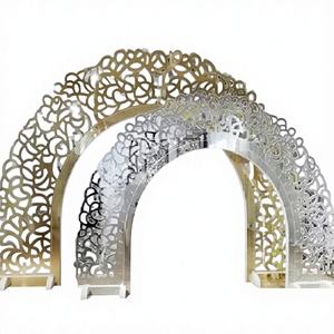 Arches métalliques modernes en demi-lune pour la décoration de scène de mariage, cadres de fond personnalisables en couleur et taille, vente en gros - Product Image 1