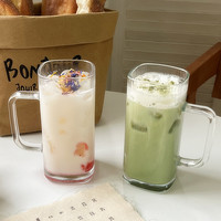 Tasse à café en verre côtelé vertical de style nordique de luxe avec poignée, idéale pour les boissons froides, le jus, le thé, la bière – Ensemble de barware esthétique