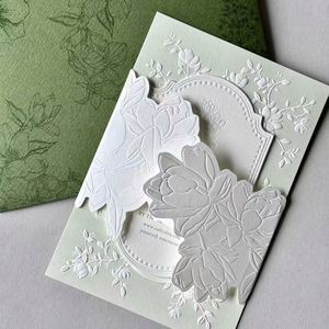 Invitations de mariage personnalisées imprimées en typographie, gaufrées, papier d'art de luxe, impression UV pour événements professionnels B2B, livraison rapide - Product Image 3