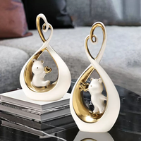 Vente en gros, best-seller : Ornements géométriques de luxe nordique pour couple, décoration de salon, artisanat animalier, blanc et orange, fait main, décoration intérieure