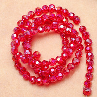 Perles de football en cristal AB plaqué 6MM 8MM, couleurs originales, perles rondes en verre pour la fabrication de bijoux, colliers et bracelets DIY