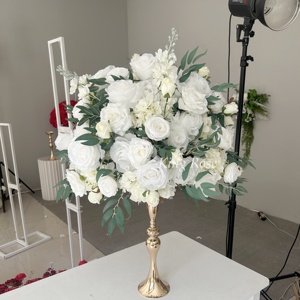 Fleurs et plantes décoratives OEM Centres de table pour événement de mariage Boule de fleurs en soie artificielle Décorations de mariage Fournitures - Product Image 2