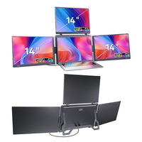 Monitor Portátil FOPO de Pantalla Triple de 14 Pulgadas, Panel IPS de 1200P, Extensor de Pantalla Triple, Conexión USB-C o USB-A, Diseño Plegable