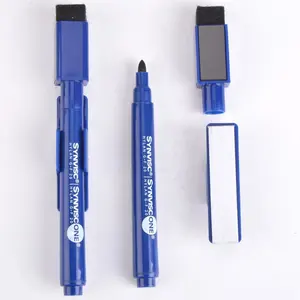 kleine zwarte marker Suppliers-Custom Kleine Dunne Schrijven Veeg Droge Wissen Magneet Ingebouwde Gum Pen Whiteboard Marker