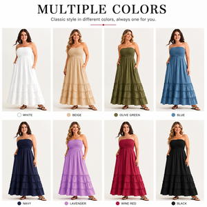Vestido Maxi Fruncido de Talla Grande para Mujer, Diseño sin Tirantes, Cómodo y Ligero, Calidad Premium, Marca Privada, ¡Venta Caliente! - Product Image 2