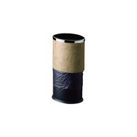 Poubelle ronde pour hôtel EASTON 10L en similicuir noir avec intérieur en métal ignifuge et bord en caoutchouc pour la protection du sol