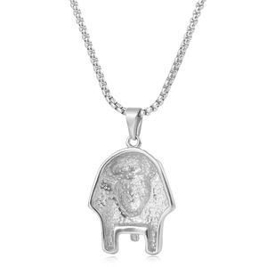Collar yunnique con colgante de esfinge del faraón egipcio para hombre, cadena de acero de 60cm, joyería de moda de Color acero - Product Image 3
