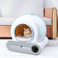 Litière automatique intelligente Wi-Fi pour chat, sans accrocs, autonettoyante, grande capacité 65L, faible bruit, vente en gros