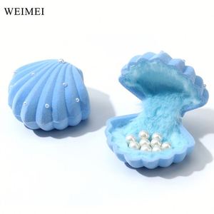 Blue Velvet <b>Earring</b> <b>Box</b> Pearl Shell Shaped <b>Gift</b> <b>Box</b> for Jewelry Pendant Pearl Rings - Product Image 1