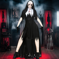 À la mode européenne et américaine dames Halloween Cosplay Costume sang Vampire diable et nonne ensembles avec des composants d'ailes fantaisie