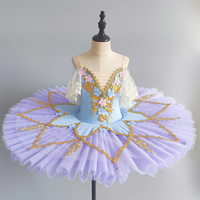 Costume de scène Little Swan pour filles, jupe de princesse de ballet pour enfants, tutu en gaze moelleuse, justaucorps imprimé, vêtements de scène pour enfants