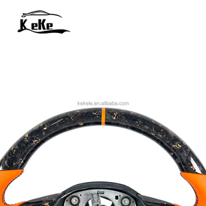 Volante Deportivo Personalizado en Fibra de Carbono Forjada Naranja con Cuero Liso Naranja para <span class=keywords><strong>BMW</strong></span> E60 E61 E62 E63 E64 M5 M6 <span class=keywords><strong>2003</strong></span> - 2010 - Product Image 3