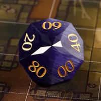 Superbe ensemble de dés DND faits à la main en cristal œil de chat violet foncé, 1 pièce, dés polyédriques avec chiffres dorés pour jeux de rôle sur table Dungeons & Dragons