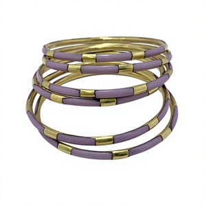 Bracelets en laiton plaqué or faits à la main avec résine de couleur violette, style vintage, bijoux pour les occasions de mariage et les cadeaux - Product Image 6