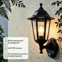 Lámpara de Pared Exterior P611-PIR con Sensor de Movimiento, Lámpara de Jardín con Sensor PIR, IP44