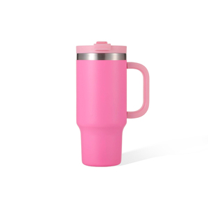 Yellow Stainless Steel Tumbler with Light Blue Lid and Handle Vacuum Insulated Travel <b>Mug</b> Minimalist Design 24 Hour <b>Thermal</b> Perf - Product Image 4