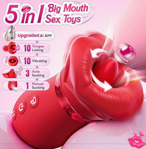 <span class=keywords><strong>Vibratore</strong></span> Femminile Rosso <span class=keywords><strong>con</strong></span> Labbra Grandi e Lingua Vibrante, Controllo APP, in Silicone, Facile da Pulire, Giocattolo Sessuale per Adulti - Product Image 4