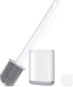 Ensemble de brosse de toilette en silicone à ventouse, tête de nettoyage flexible à 360 degrés, nettoyage en profondeur de la cuvette de toilette, rangement facile - Product Image 1