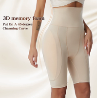Pantalon gainant taille haute pour femme avec coussinets en mousse fixes pour les fesses et les hanches, style boxer