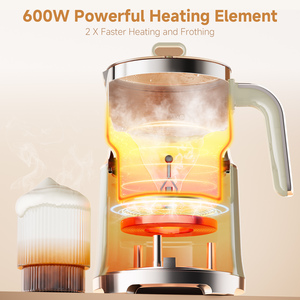 Mousseur à lait électrique 7-en-1 1,2 L, machine à mousse chaude et froide automatique, mousseur vapeur 600W, fouet magnétique, carafe en acier inoxydable détachable, pour latte - Product Image 5