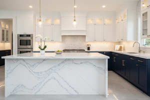 Grande dalle de quartz artificiel Vietnam Silver Wave – Plan de travail moderne pour cuisine et hôtel, design 3D, épaisseur 20 mm - Product Image 2