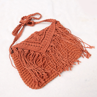Sacs à main en corde de coton Simple fait à la main pour femmes, sacs de plage en macramé crochet à glands vintage, pochettes et sacs à main pour dames