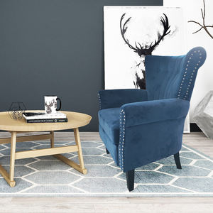 Hot-bán phòng khách cánh trở lại cánh tay ghế thoải mái bọc nhung màu xanh ghế bành - Product Image 6