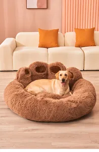 Weiches und flauschiges Kunstfell-Katzenkissen, Hundebett, Haustier-Sofa, niedliche Bärenpfotenform, bequemes und komfortables Haustierbett für Katzen und Hunde - Product Image 4