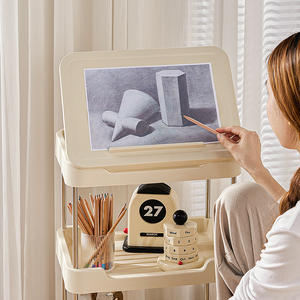 रैक भंडारण शेल्फ मोबाइल रोलिंग कार्ट रीडिंग बोर्ड मल्टी-लेयर पीपी स्टेनलेस स्टील होम ऑफिस स्टोरेज शेल्फ व्हील के साथ - Product Image 4