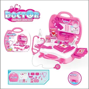 Rosa zaino cassetta degli attrezzi medico set giocattolo medico di famiglia del gioco del giocattolo di 21PCS del medico kit giocattolo